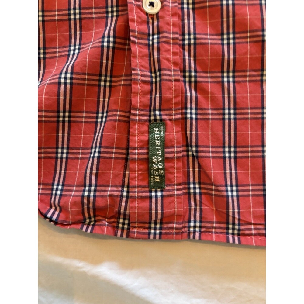 ORVIS Active Fit Heritage Wash 100% Cotton Red Plaid Long Sleeve Casual Shirt L - Picture 3 of 8